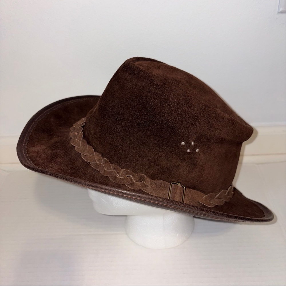 Vtg Overland Rancher Packable Suede-Leather Cowboy Hat Men Women Size XL Western